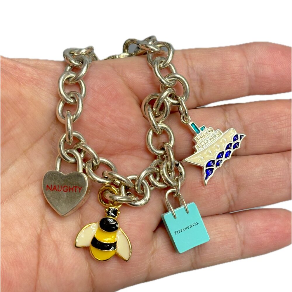 COPY - VTG Sterling Silver/18K Yellow Gold Tiffany & Co.Signed Charm Bracelet/6…